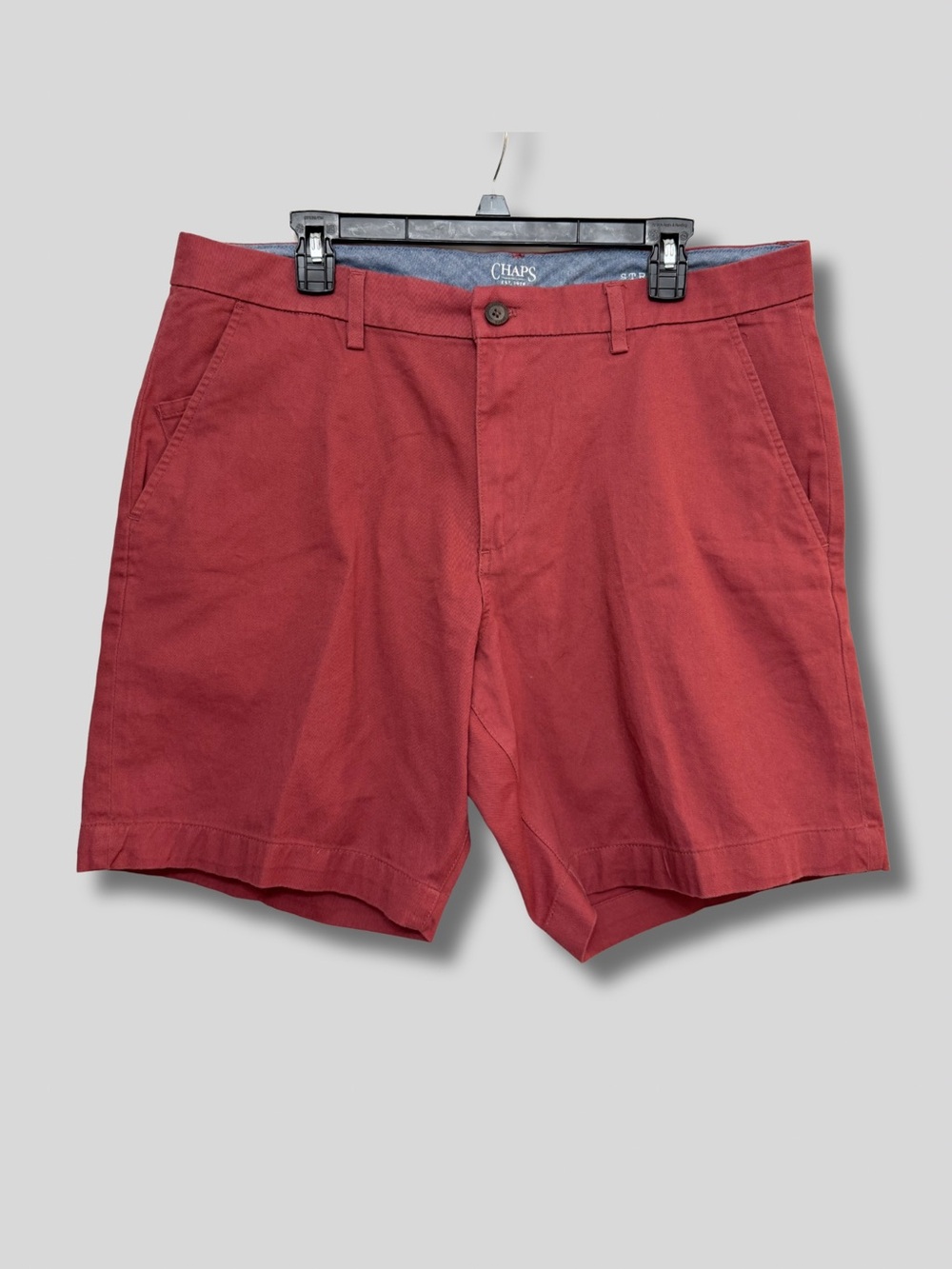 Chaps Men's Coastland Wash Stretch Rust-Red Flat Front Casual Shorts